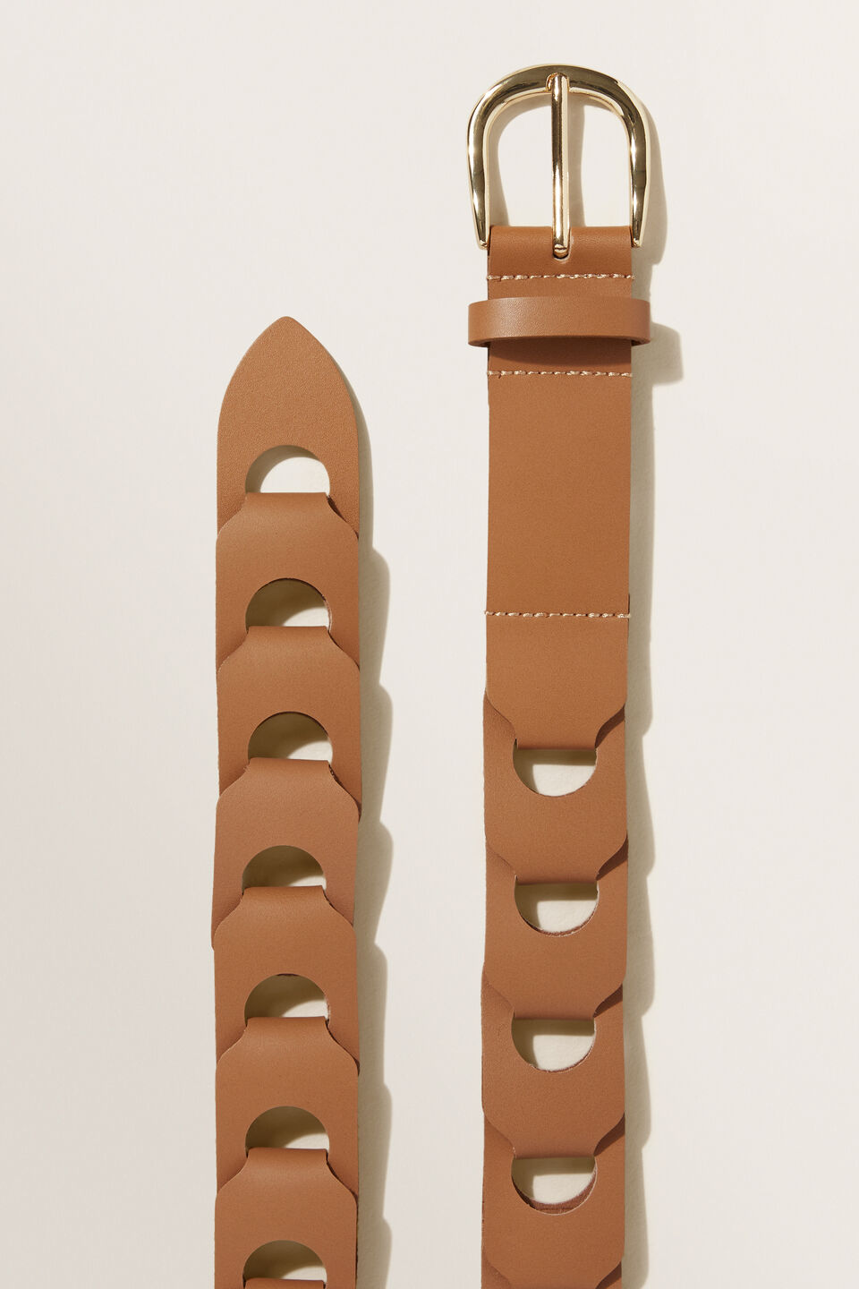 Leather Chain Detail Belt  Honey Tan