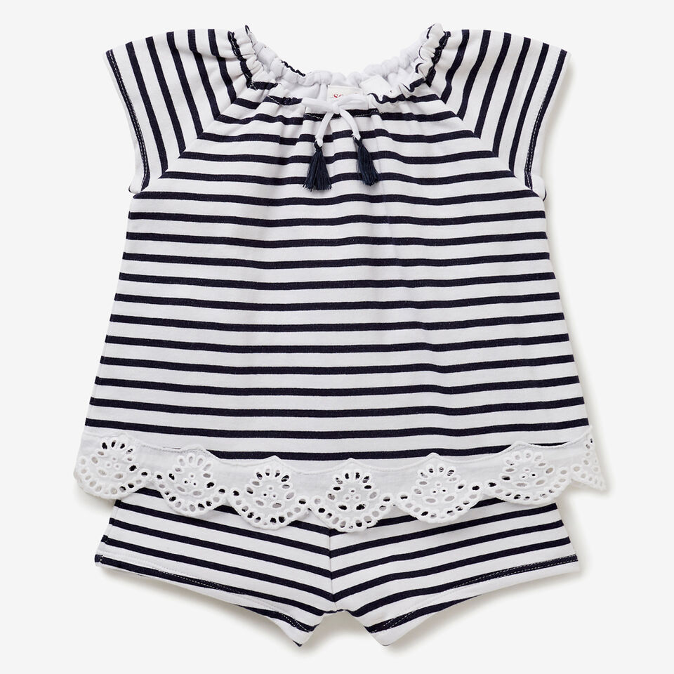 Broderie Stripe Playsuit  