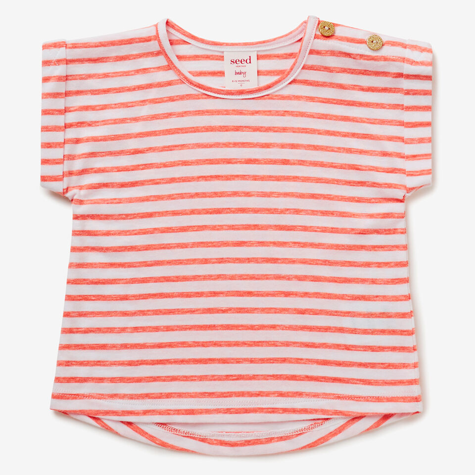 Stripe Cuffed Sleeve Tee  