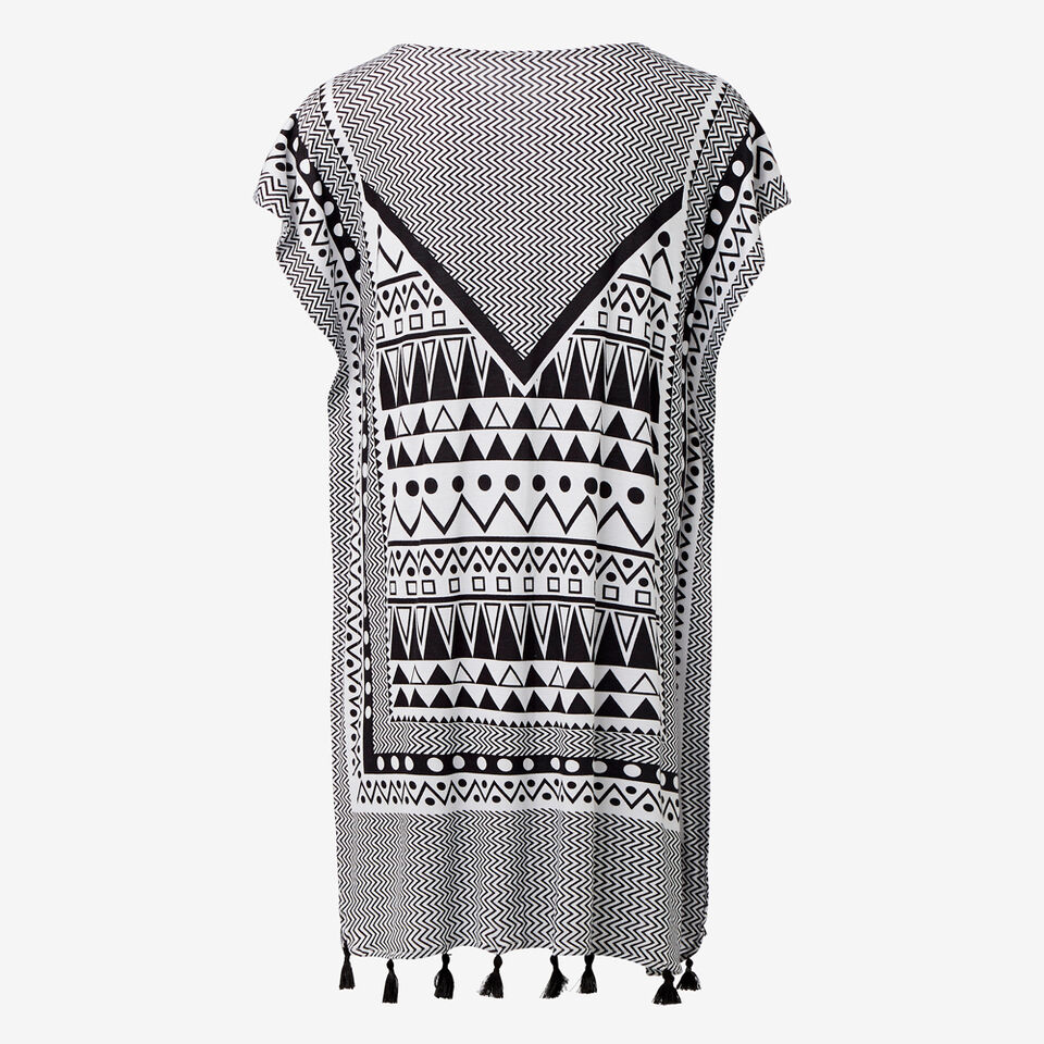 Black & White Geometric Poncho  