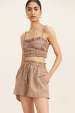 Self Stripe Ruched Top  Mocha Brown  hi-res