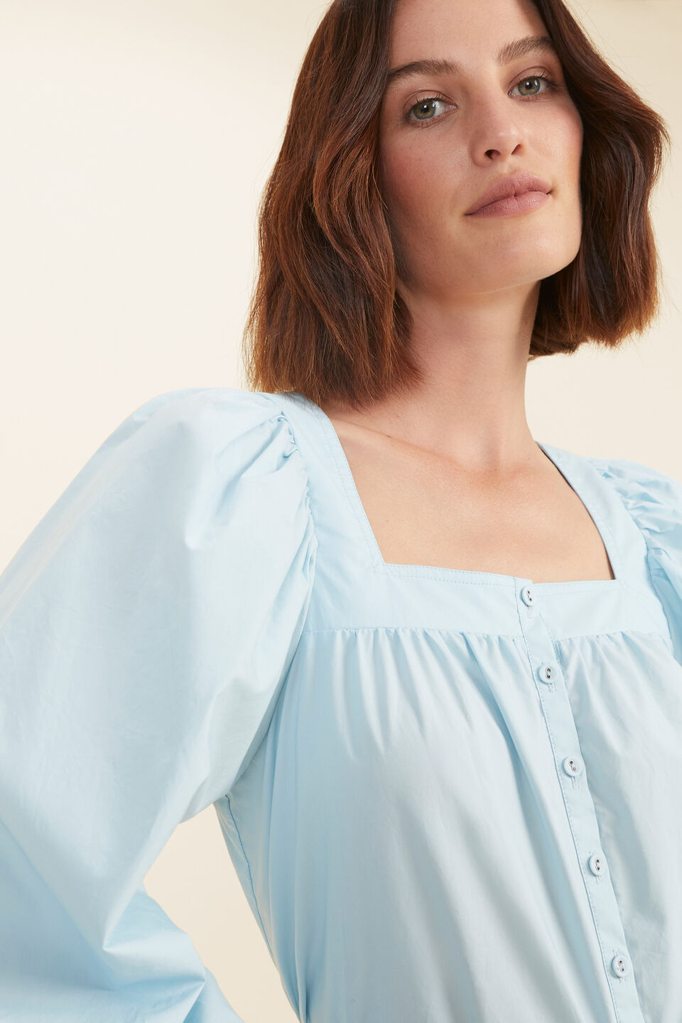 Poplin Button Through Blouse  WINTERSKY