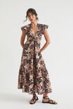 Floral Knot Front Textured Midi Dress  Peach Bloom Floral  hi-res
