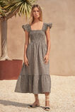 Gingham Tiered Midi Dress  Neutral Gingham  hi-res