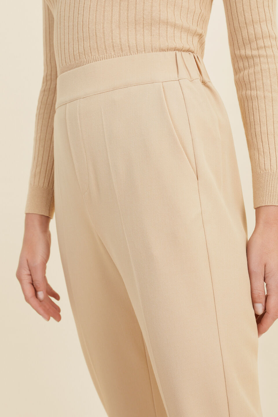 Slim Leg Pull On Pant  Champagne Beige