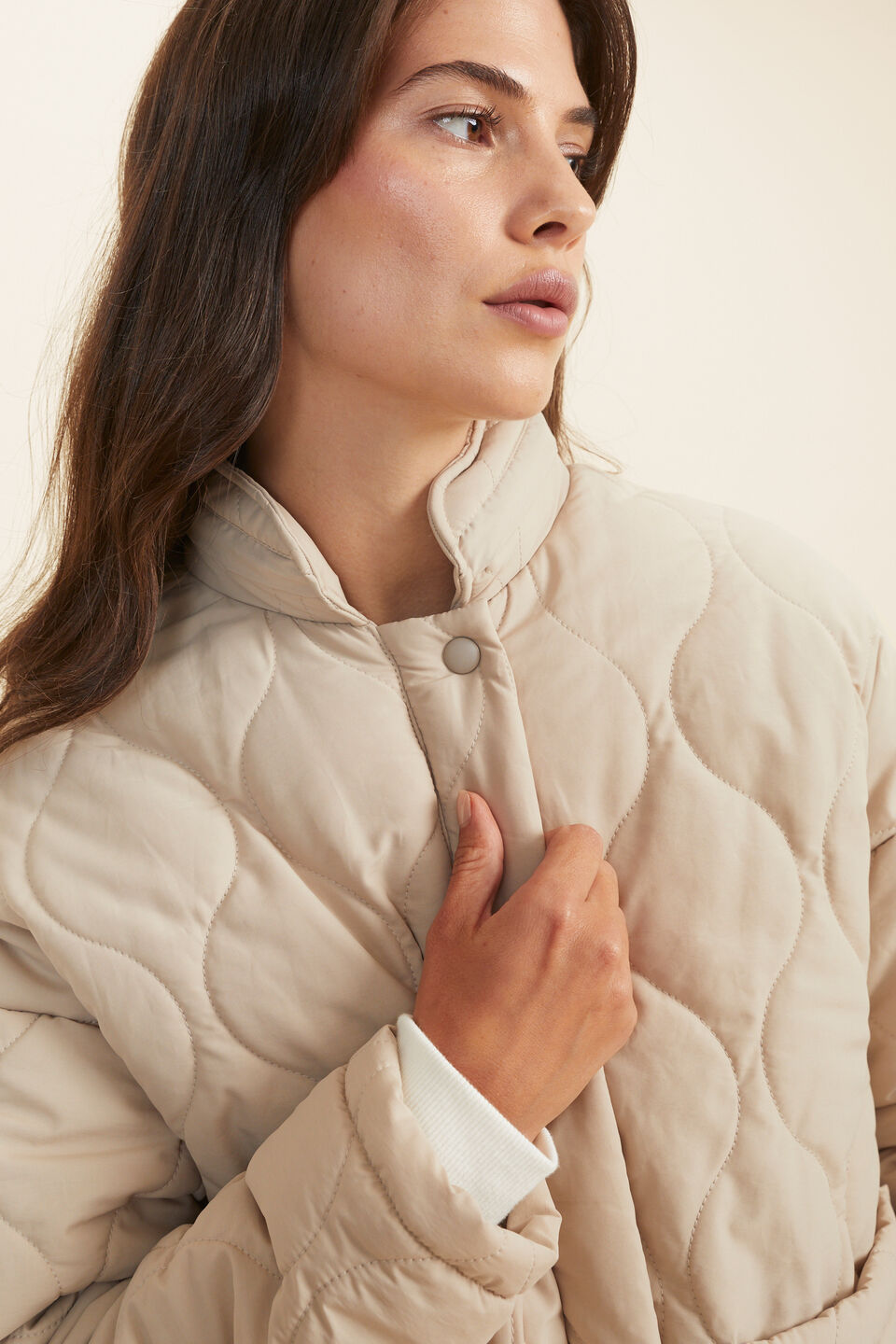 Quilted Puffer Jacket  Cool Sand