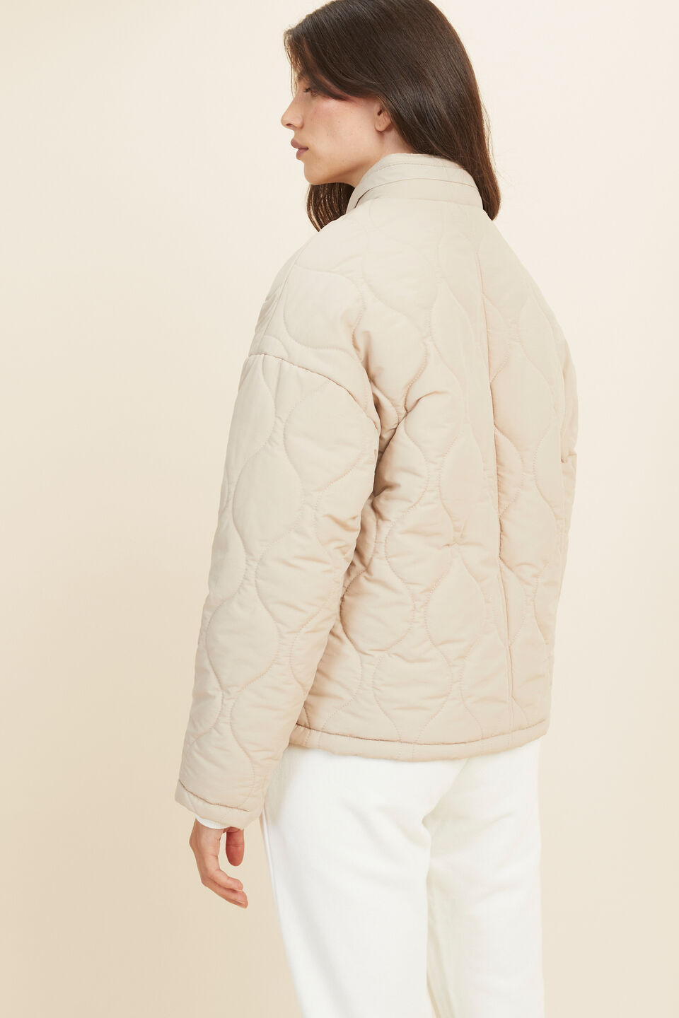 Quilted Puffer Jacket  Cool Sand