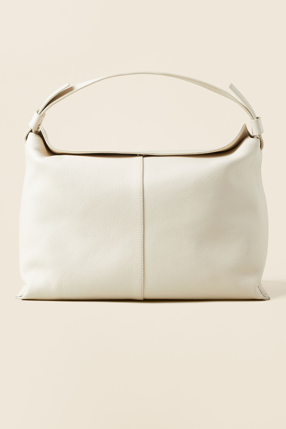 Leather Relaxed Shoulder Bag  French Vanilla