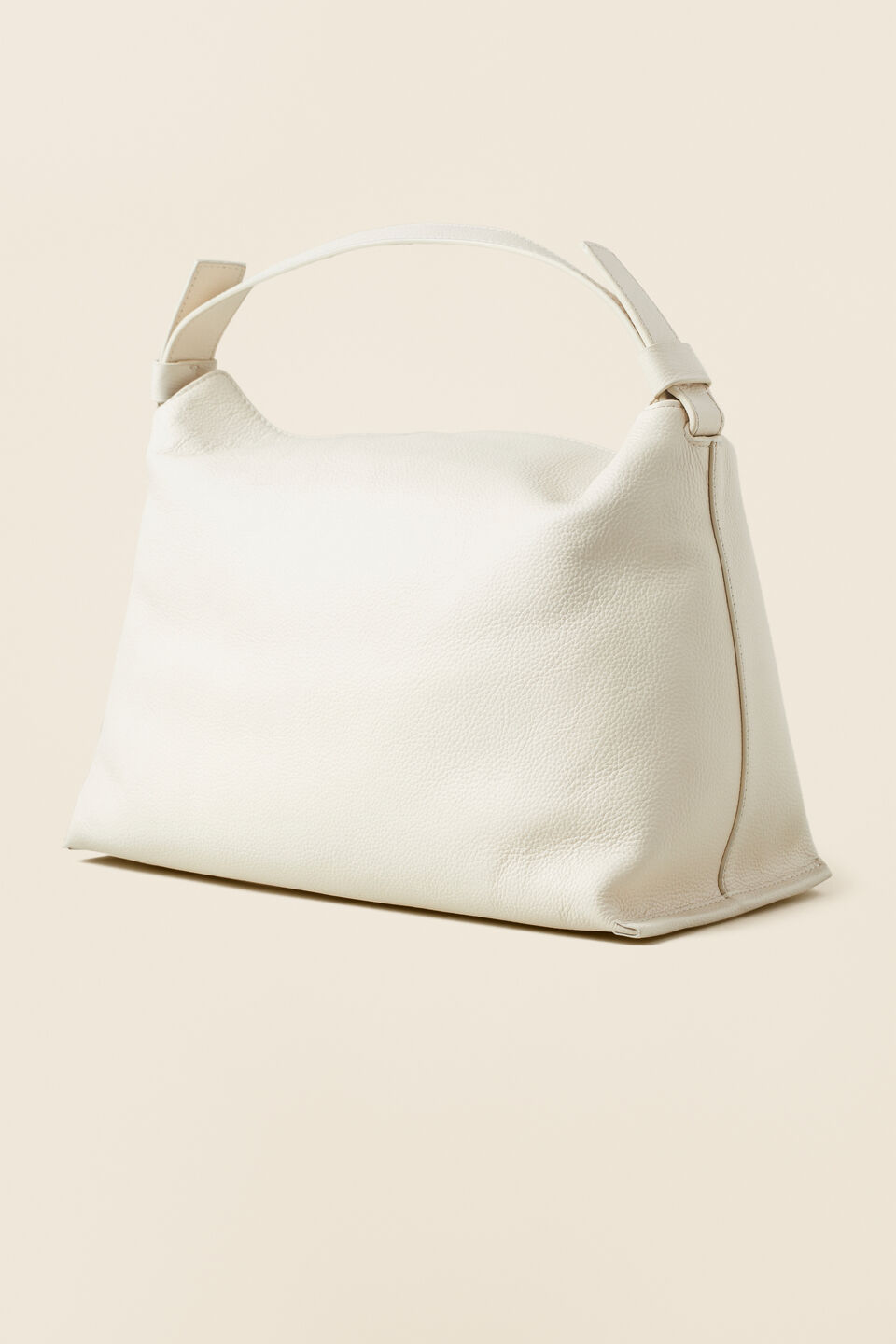 Leather Relaxed Shoulder Bag  French Vanilla