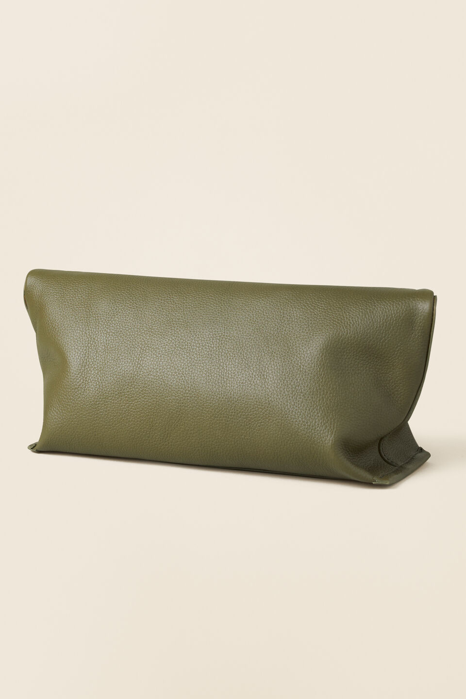 Leather Relaxed Clutch  Woodland Green