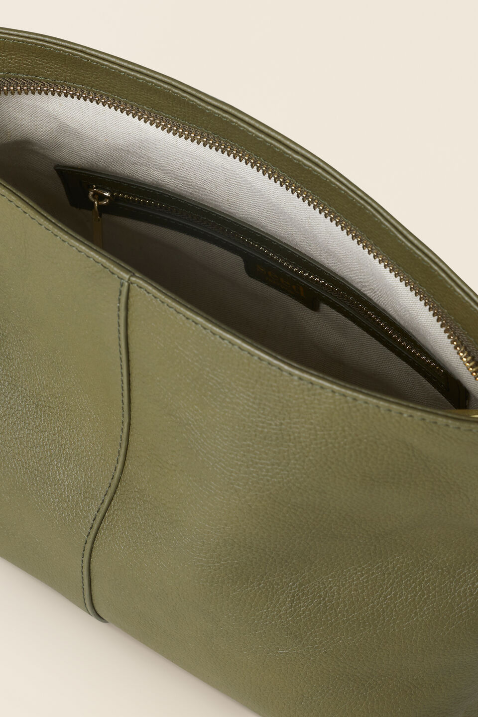 Leather Relaxed Clutch  Woodland Green