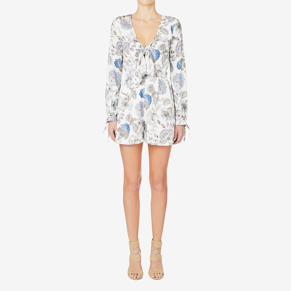 Printed Tie Front Playsuit  