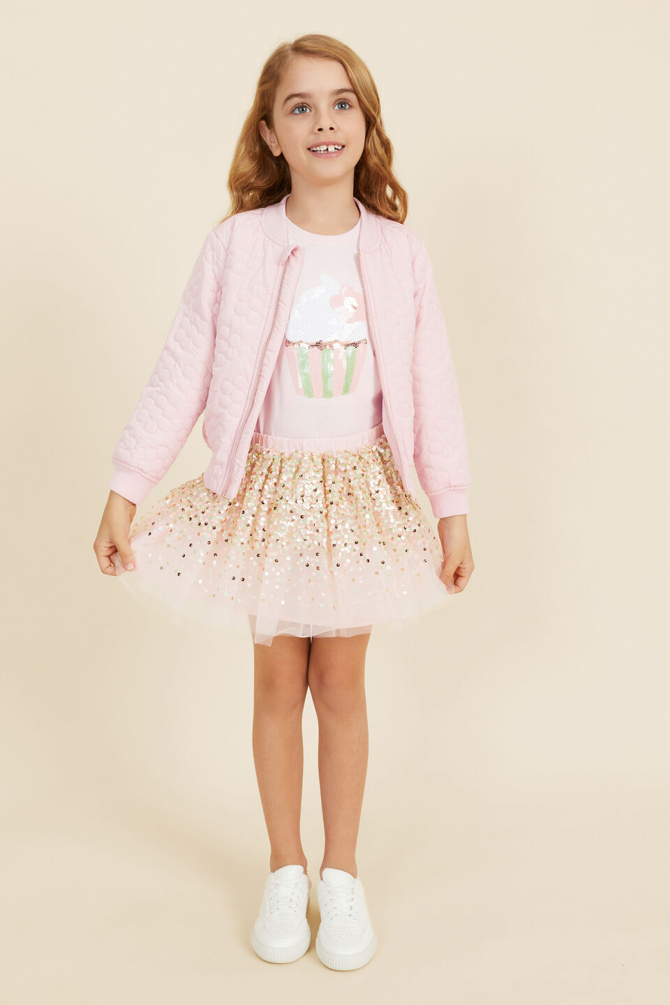 Quilted Daisy Bomber  Dusty Rose