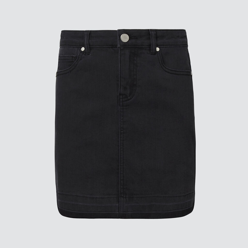 Turndown Denim Skirt  