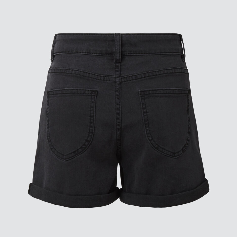 ROLLED HEM DENIM SHORT  