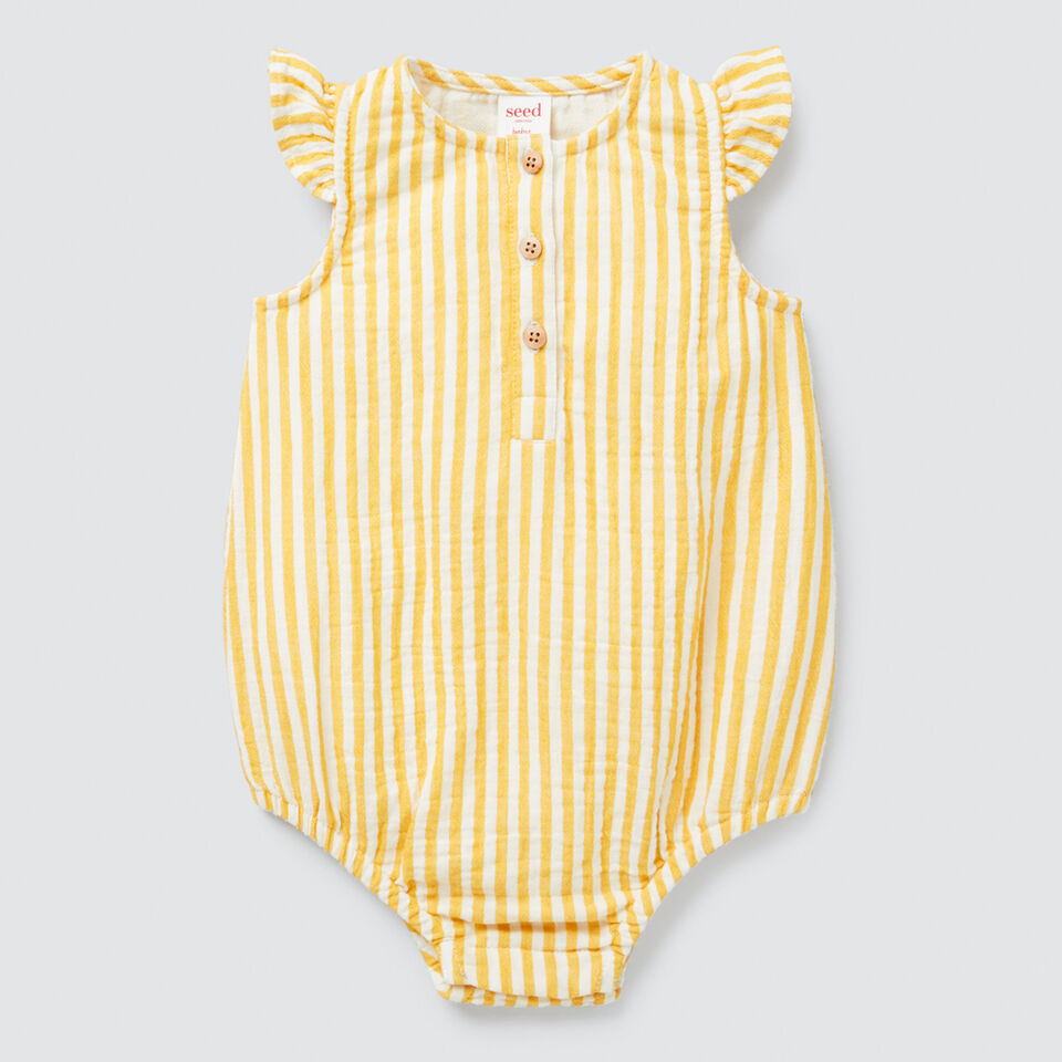 Woven Stripe Frill Onesie  