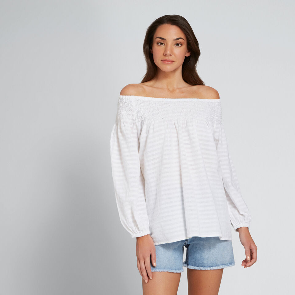 Shirred 3/4 Sleeve Blouse  