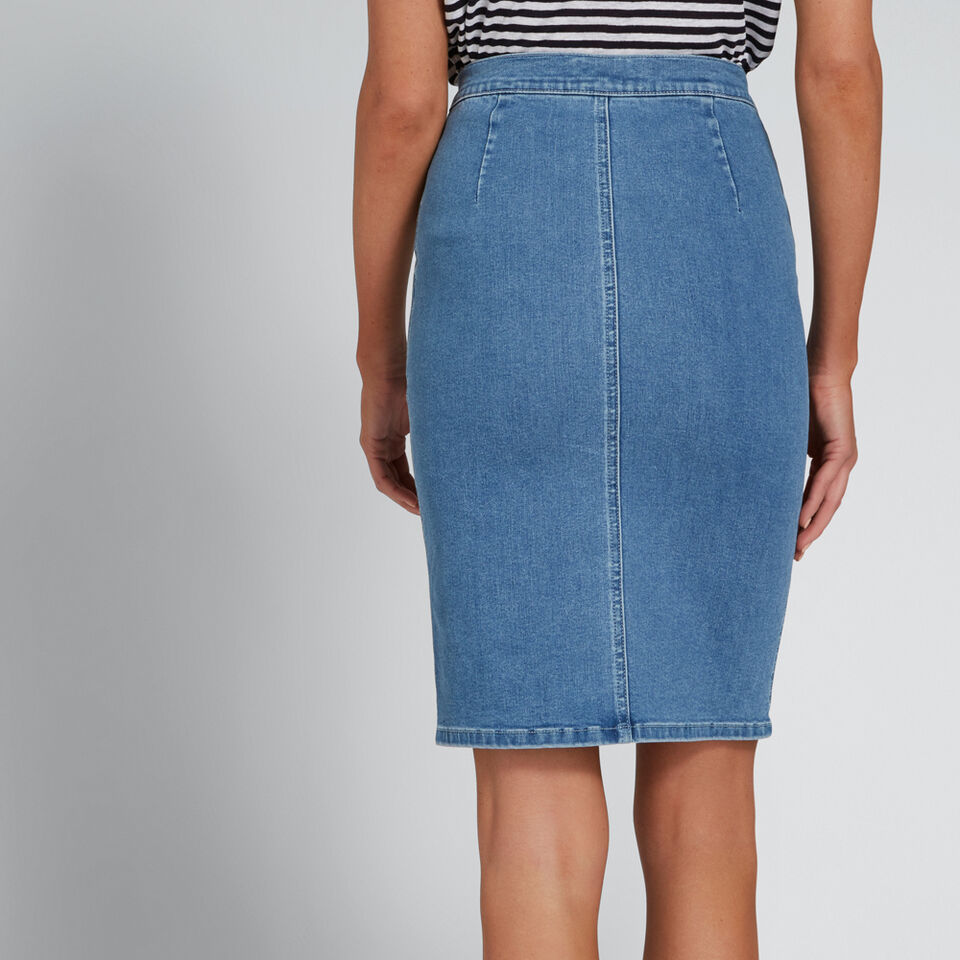 Zip Front Denim Skirt  