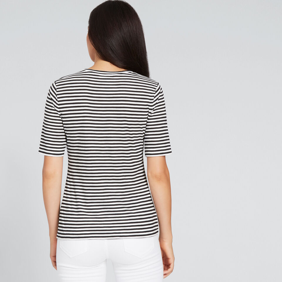 Round Neck Stripe Tee  