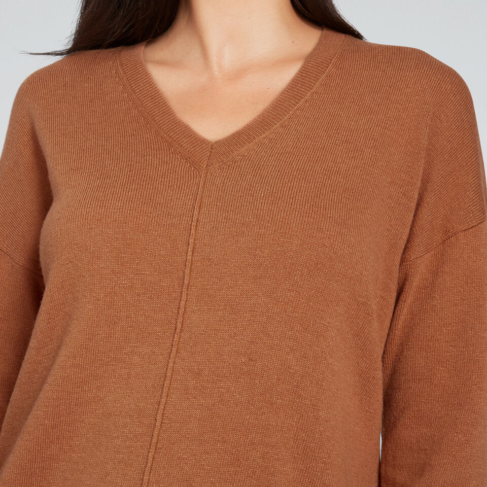 V-Neck Front Seam Sweater  