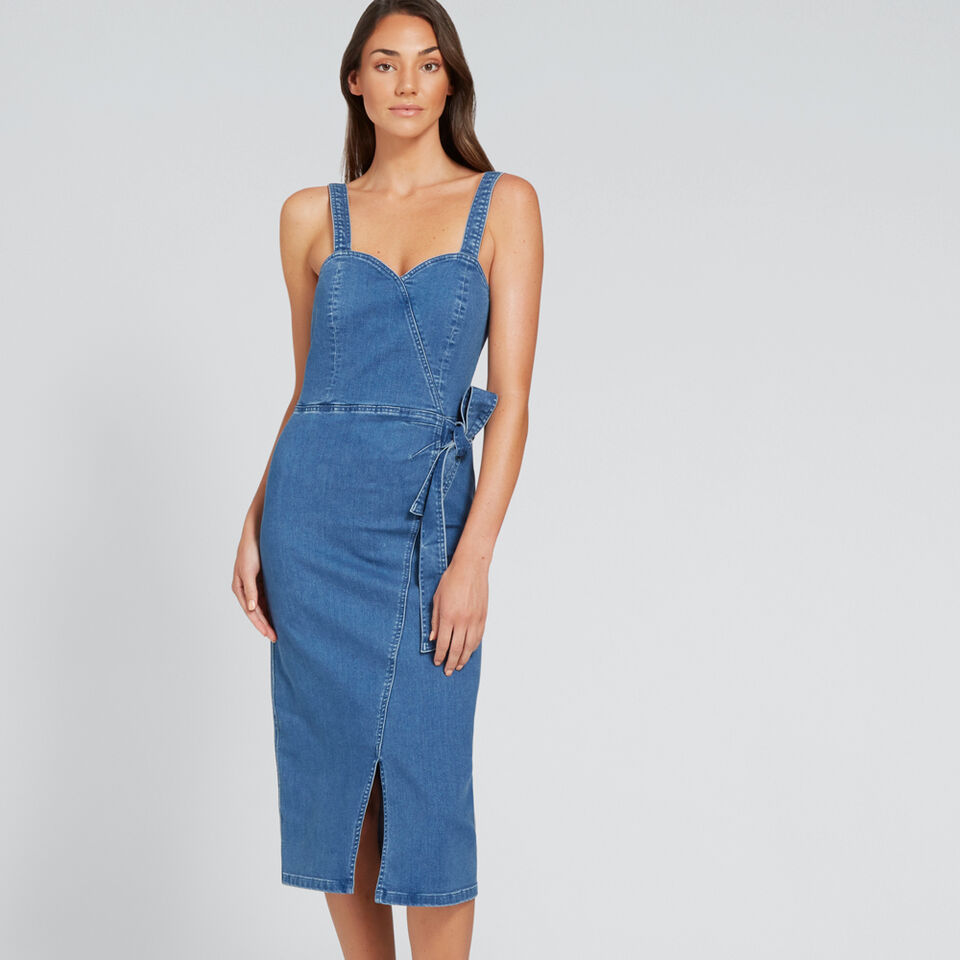 Wrap Front Denim Dress  