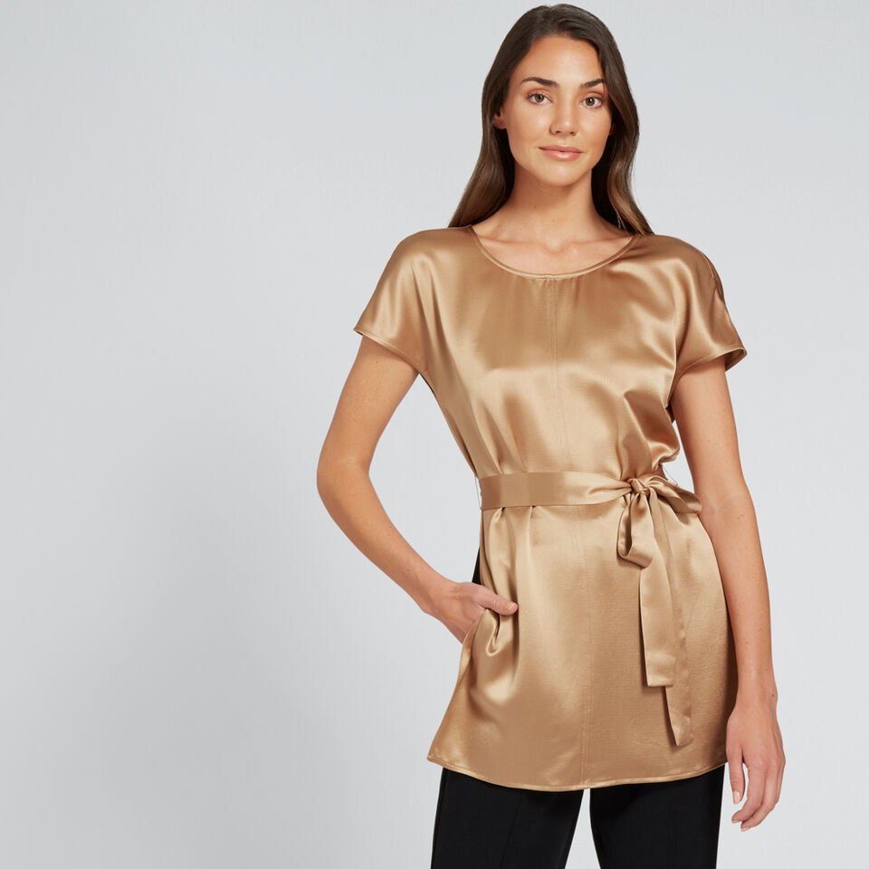 Short Sleeve Satin Blouse  