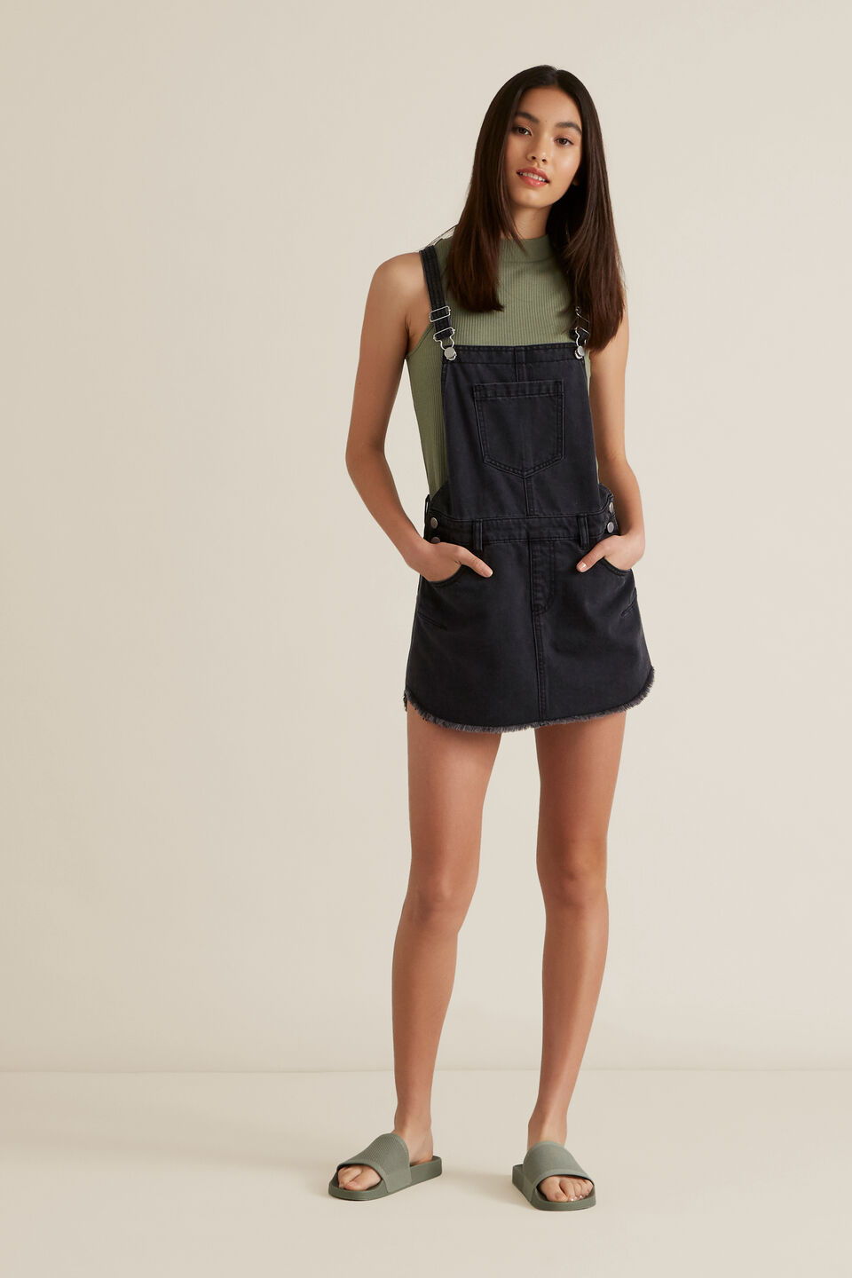 Distressed Denim Pinafore  