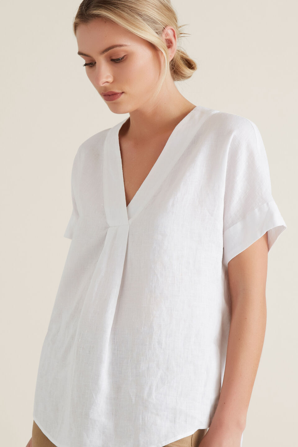 V Neck Linen Top  