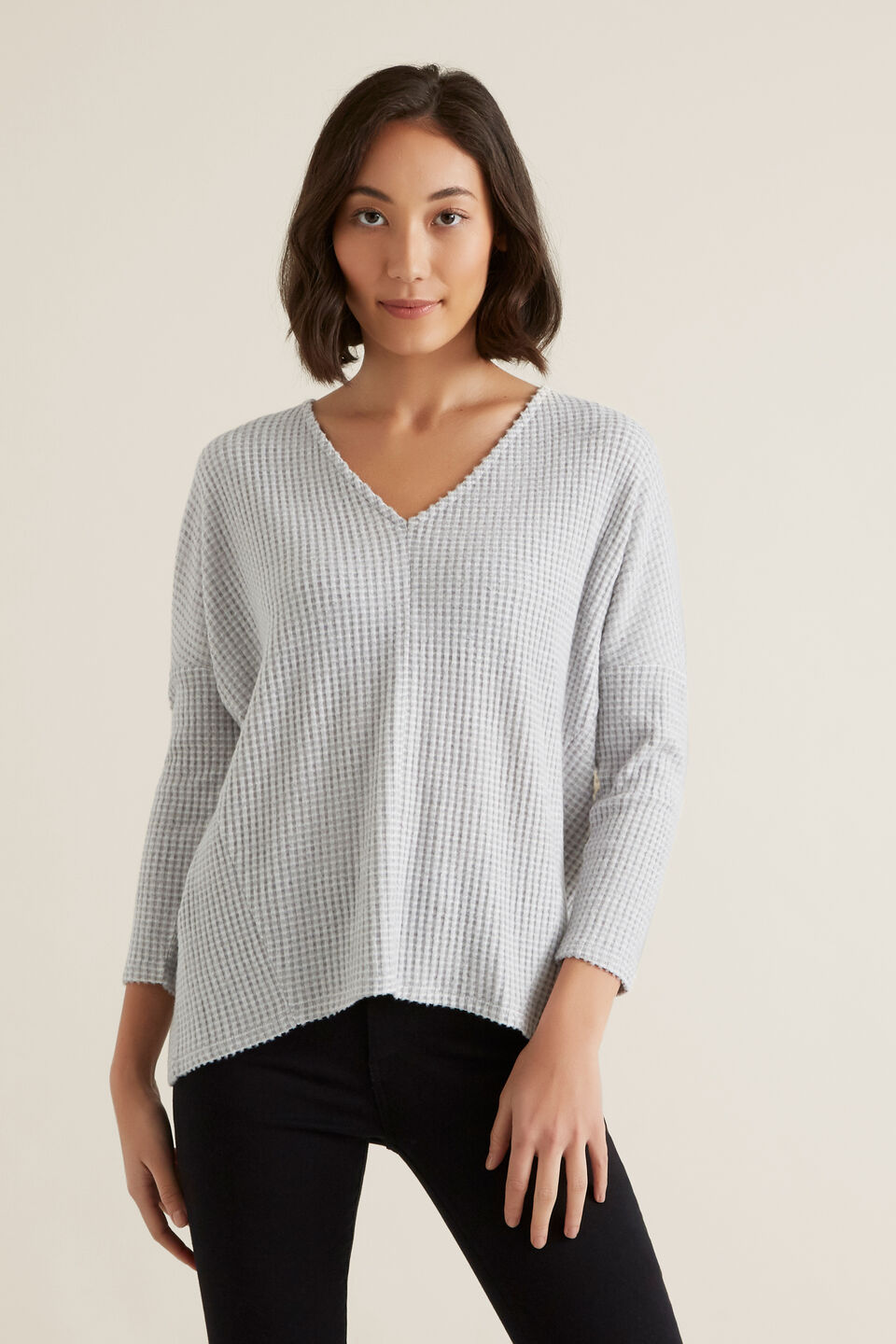 V Neck Rib Top  