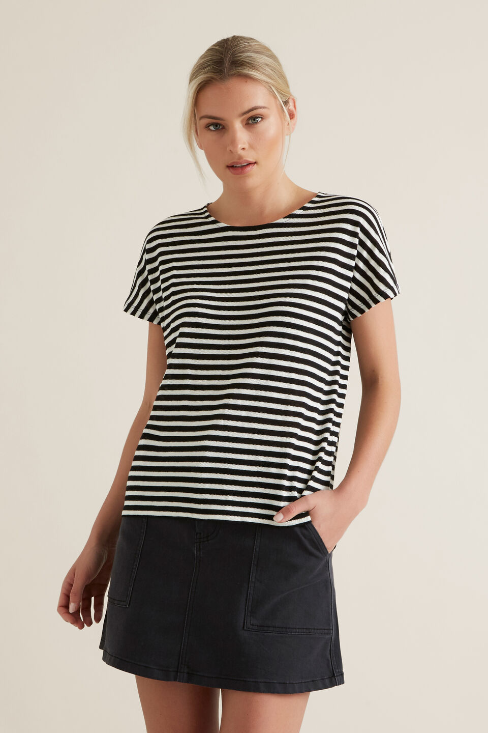 Textured Striped T Shirt  