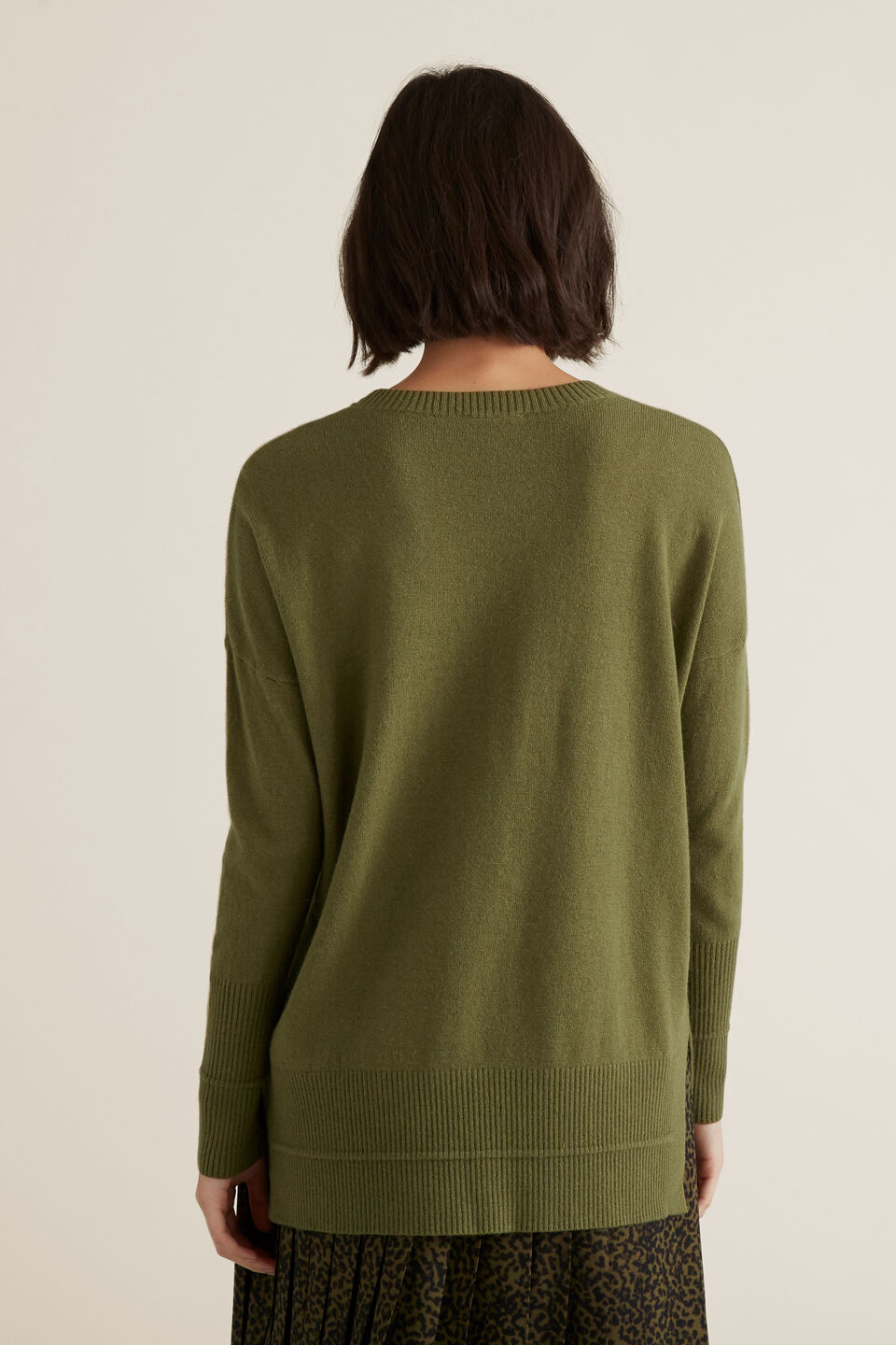 Split Hem Rib Sweater  