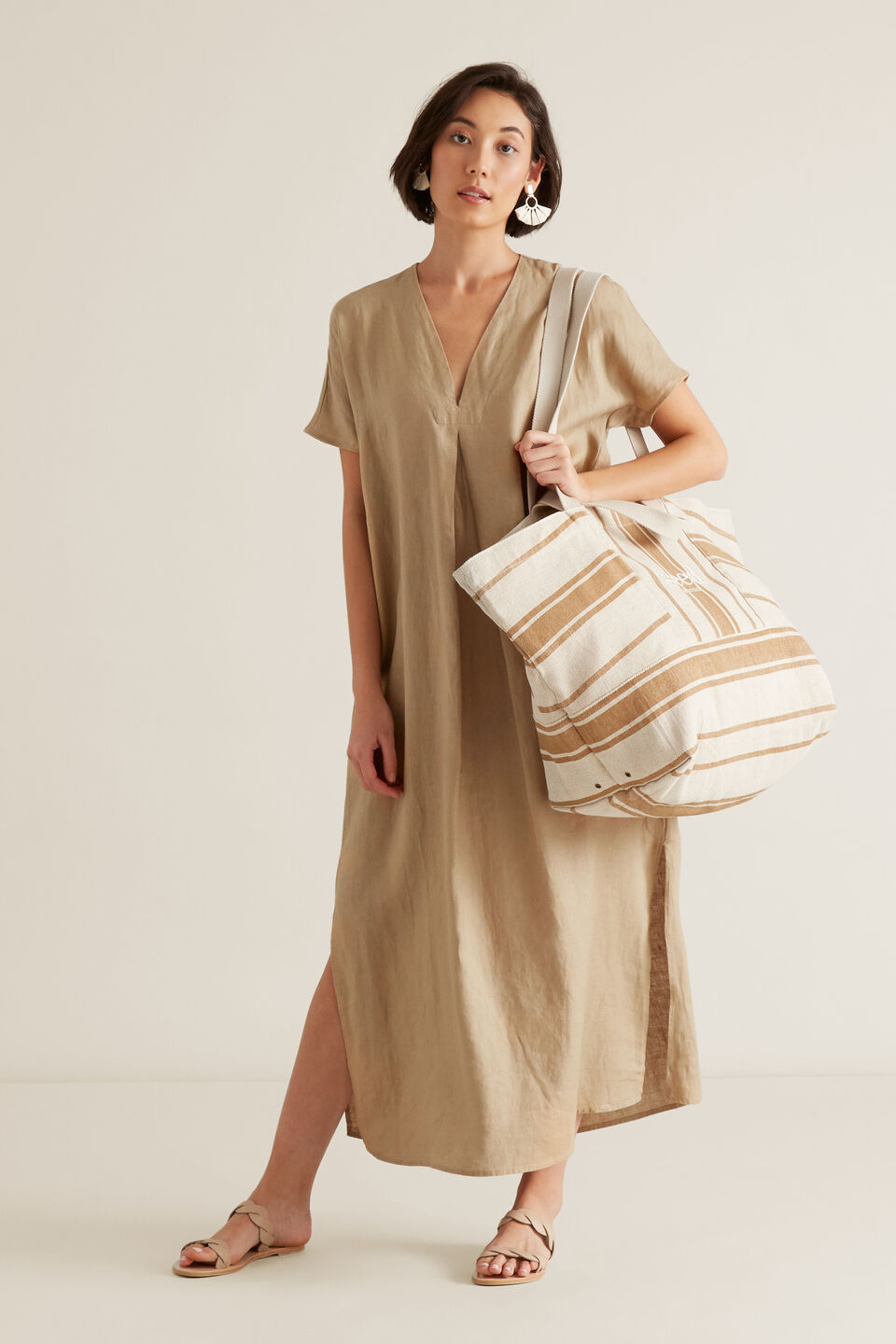 Linen Tie Up Dress  