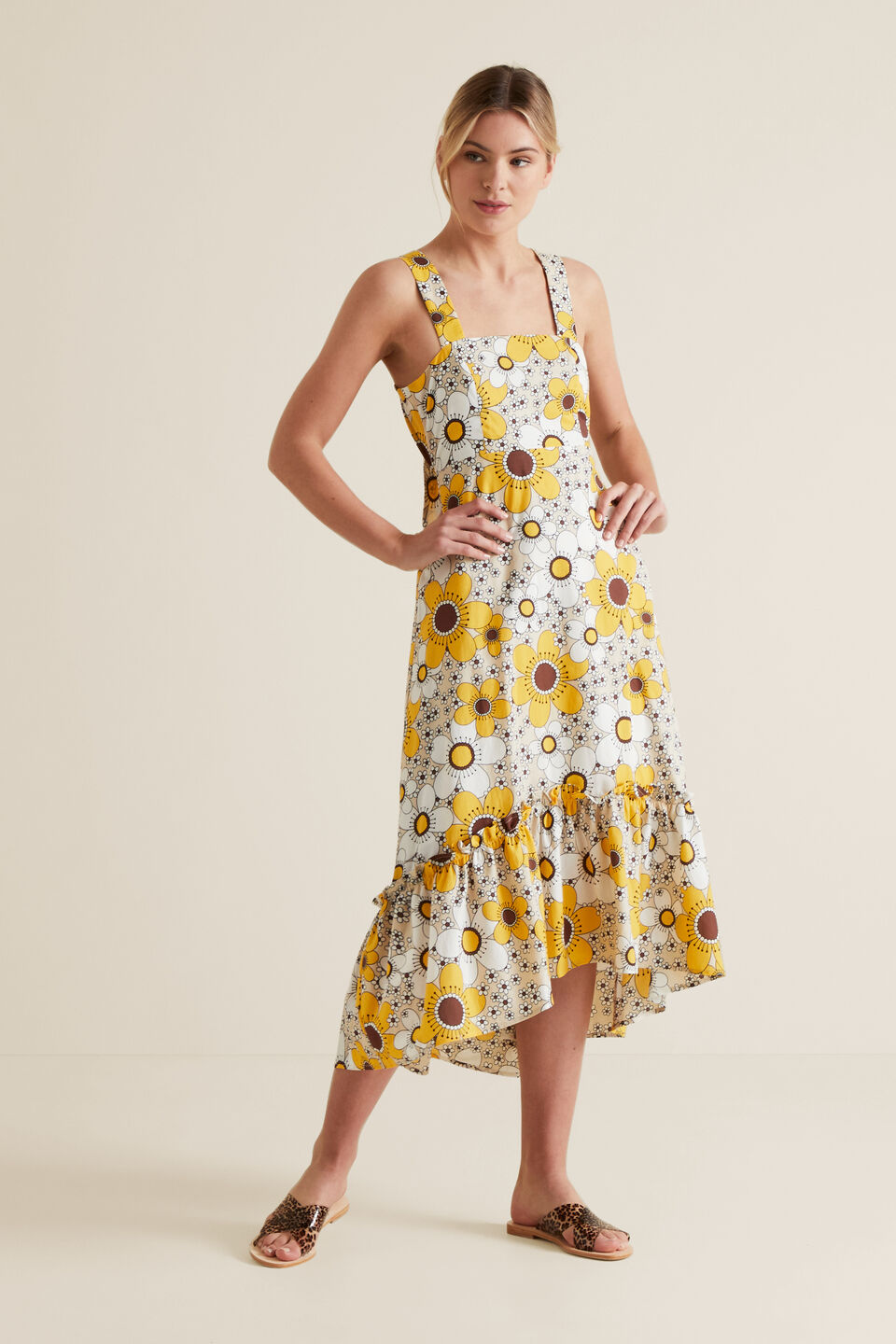 Retro Floral Hi-Lo Dress  