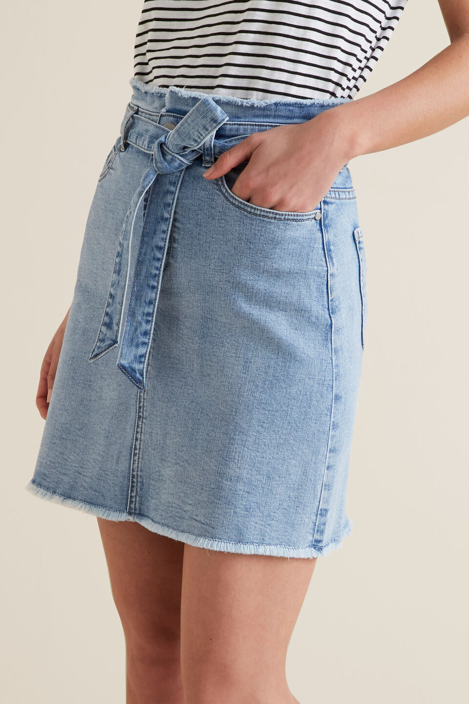 Belted Denim Skirt  