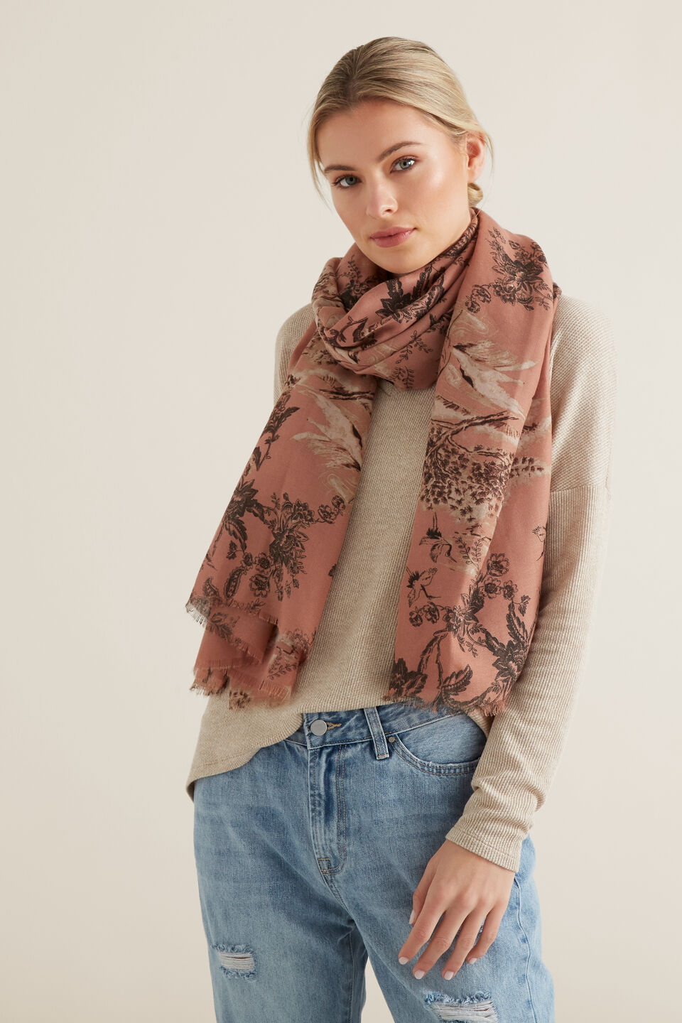 Crane Print Scarf  