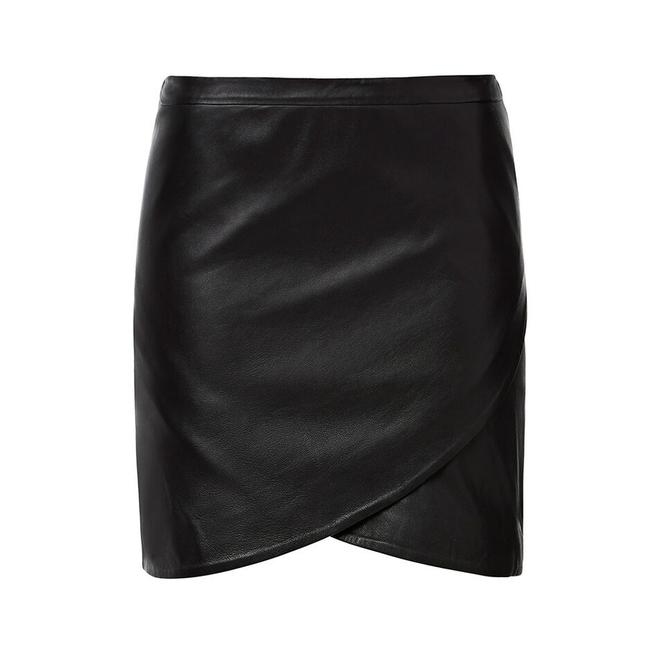 Collection Leather Wrap Skirt  
