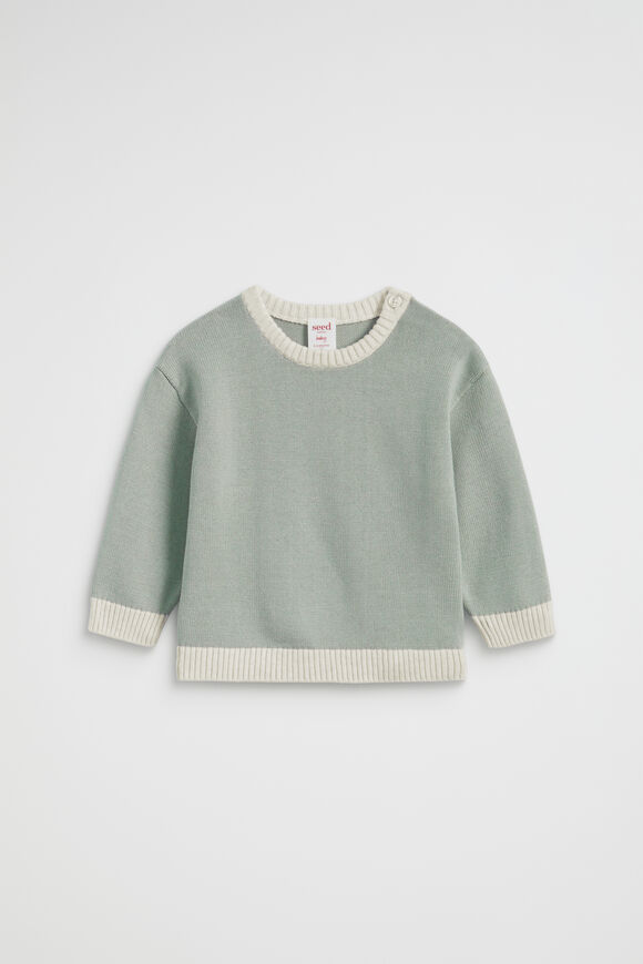 Spliced Knit Jumper  Sage  hi-res