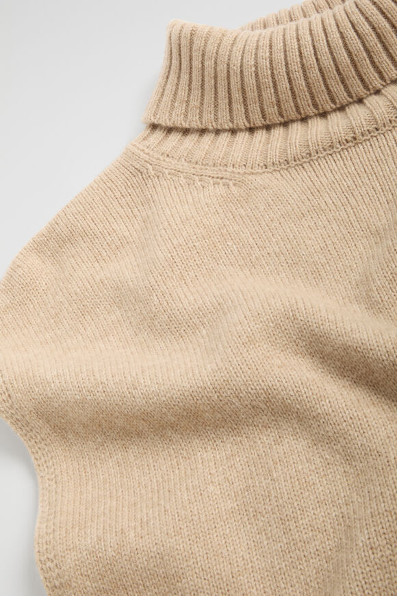 Roll Neck Poncho  Champagne Beige Marle  hi-res