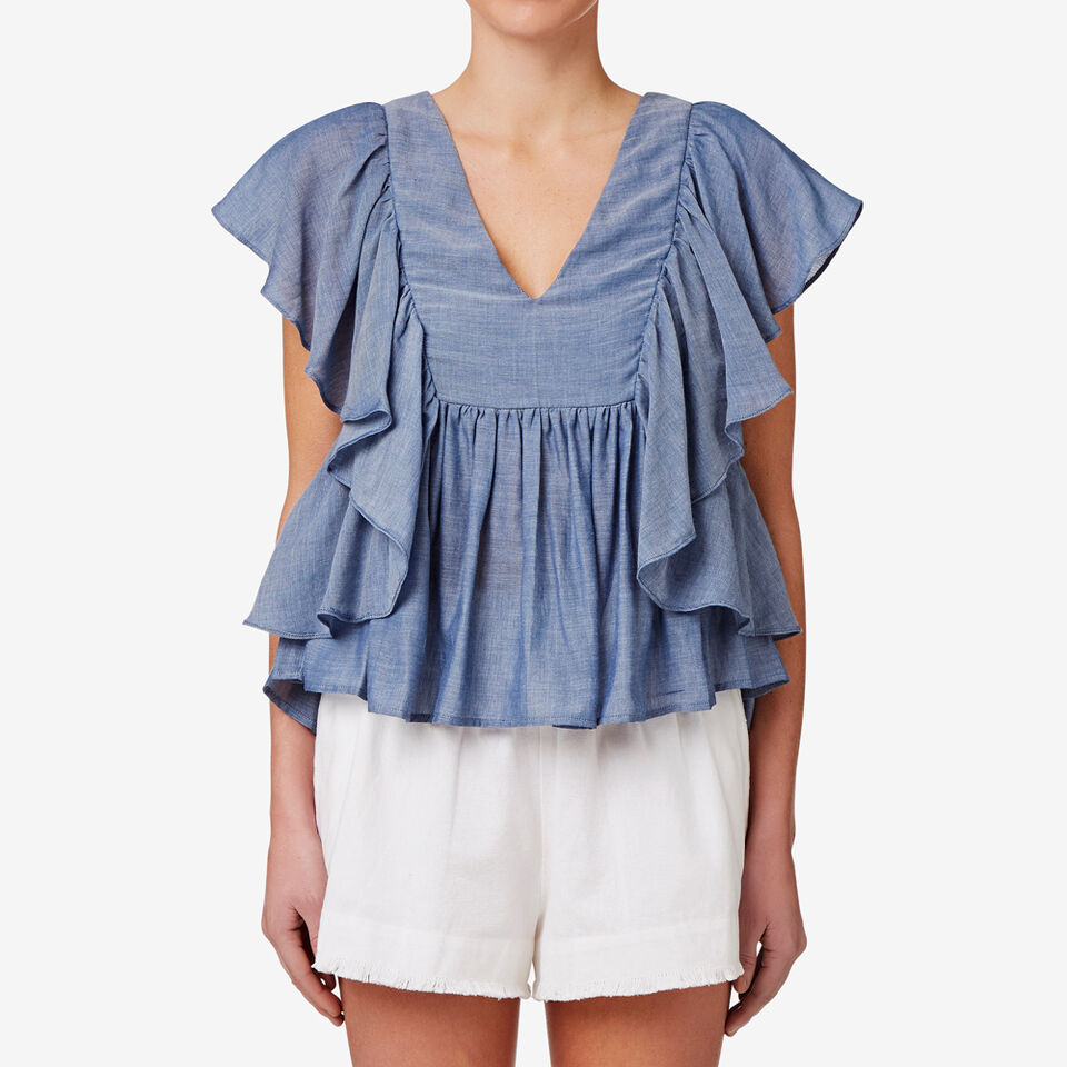 V Neck Flutter Top  