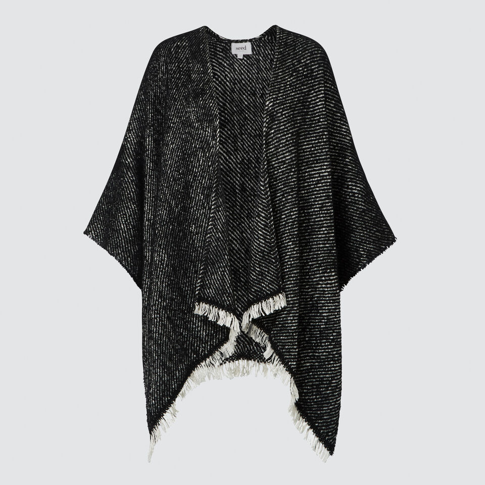 Fringe Edge Knit Poncho  