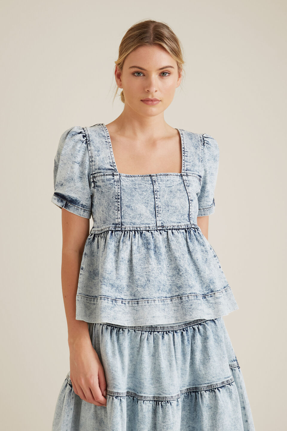 Denim Peplum Top  