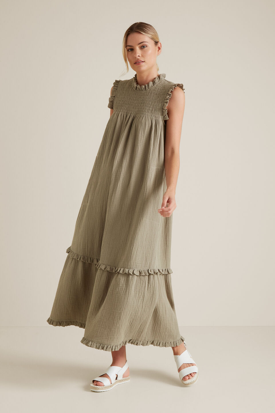 Shirred Crinkle Dress  