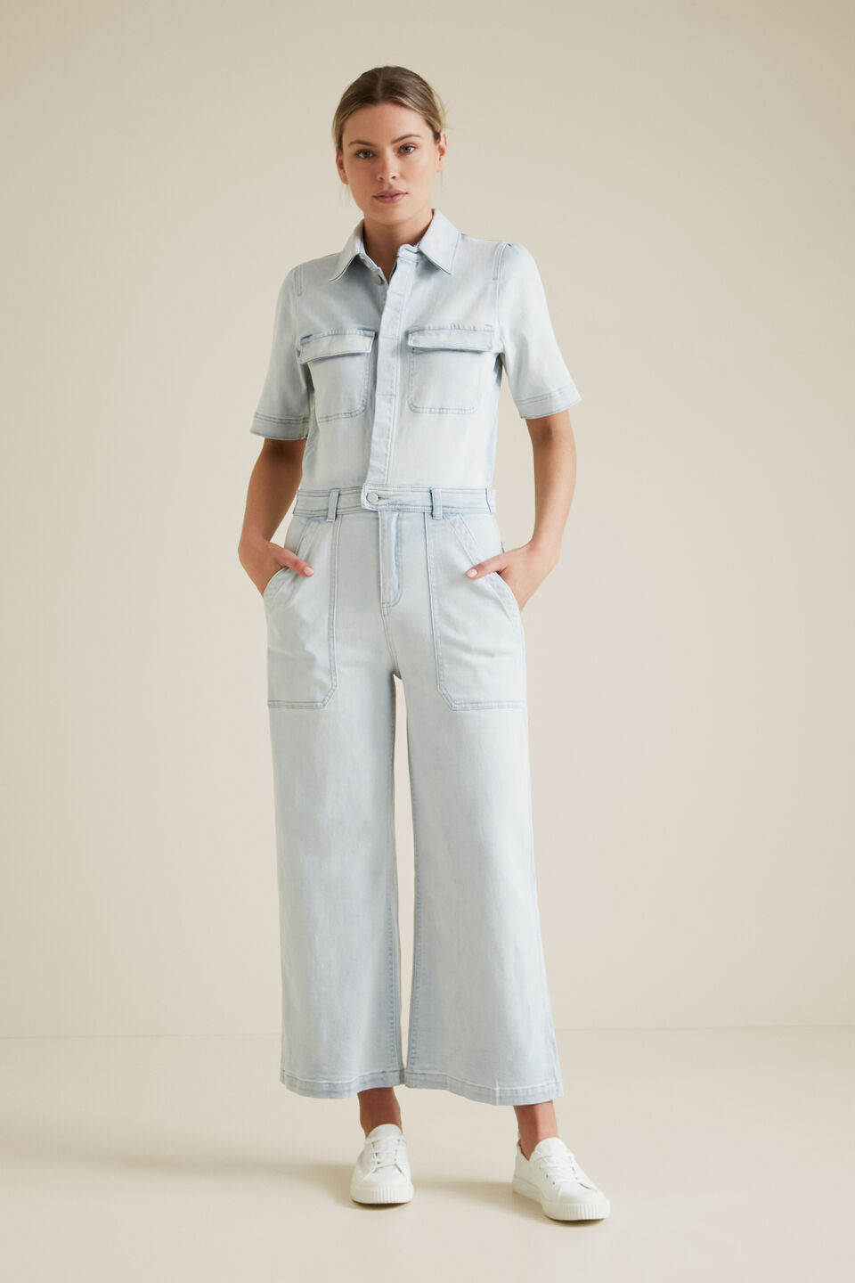 Denim Jumpsuit  Pale Blue Denim