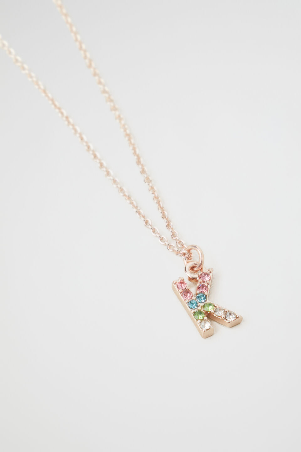 Rainbow Diamante Initial Necklace  K