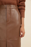 Leather Pencil Midi Skirt  Coconut Brown  hi-res