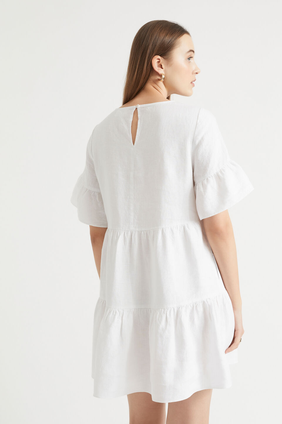 Core Linen Mini Dress  Whisper White