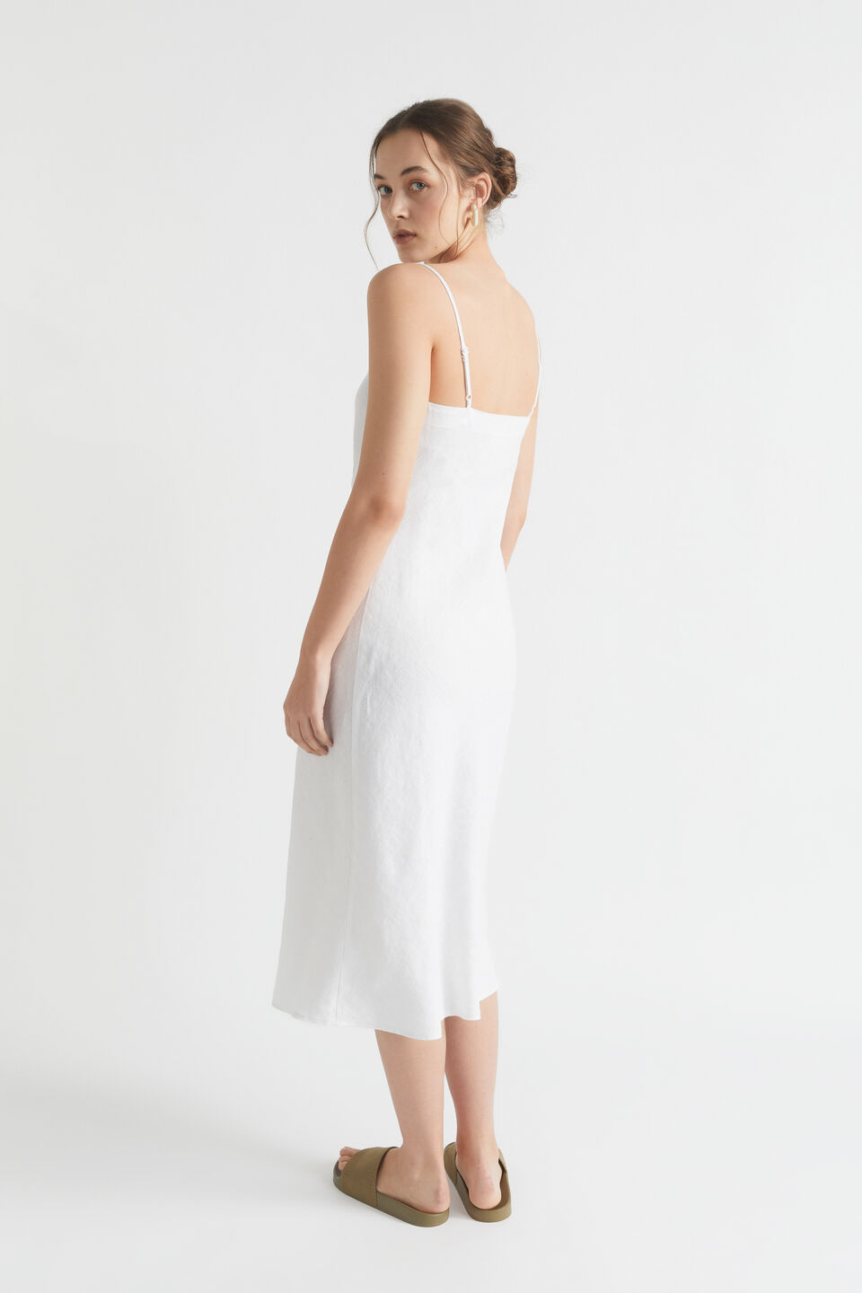 Core Linen Slip Dress  Whisper White