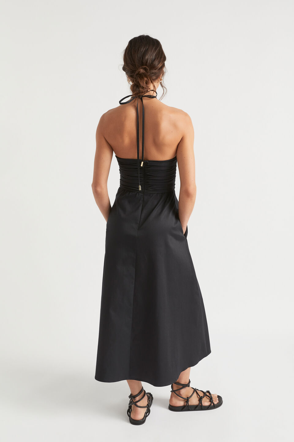 Tailored Halter Midi Dress  Black