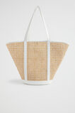 Caged Rattan Tote  White  hi-res