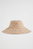 Linen Wide Brim Bucket Hat  Auburn Brown Retro  hi-res